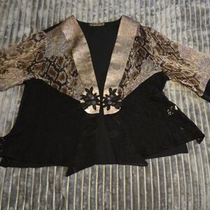 Violet Kay Black and Gold Floral Blouse